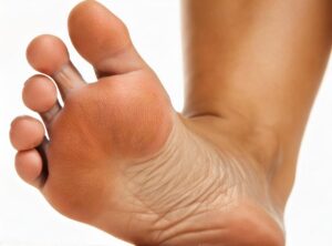 Kvindelig fod med klumpod, club foot, talipes equinovarus, set fra undersiden